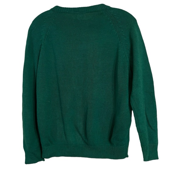 Vintage Green Cable Knit Button Up Cardigan Sz 40 Med EUC Beautiful Buttons - Picture 4 of 12